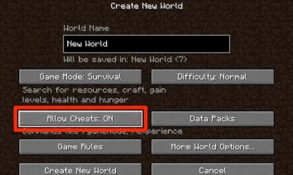 how to enable cheats in minecraft